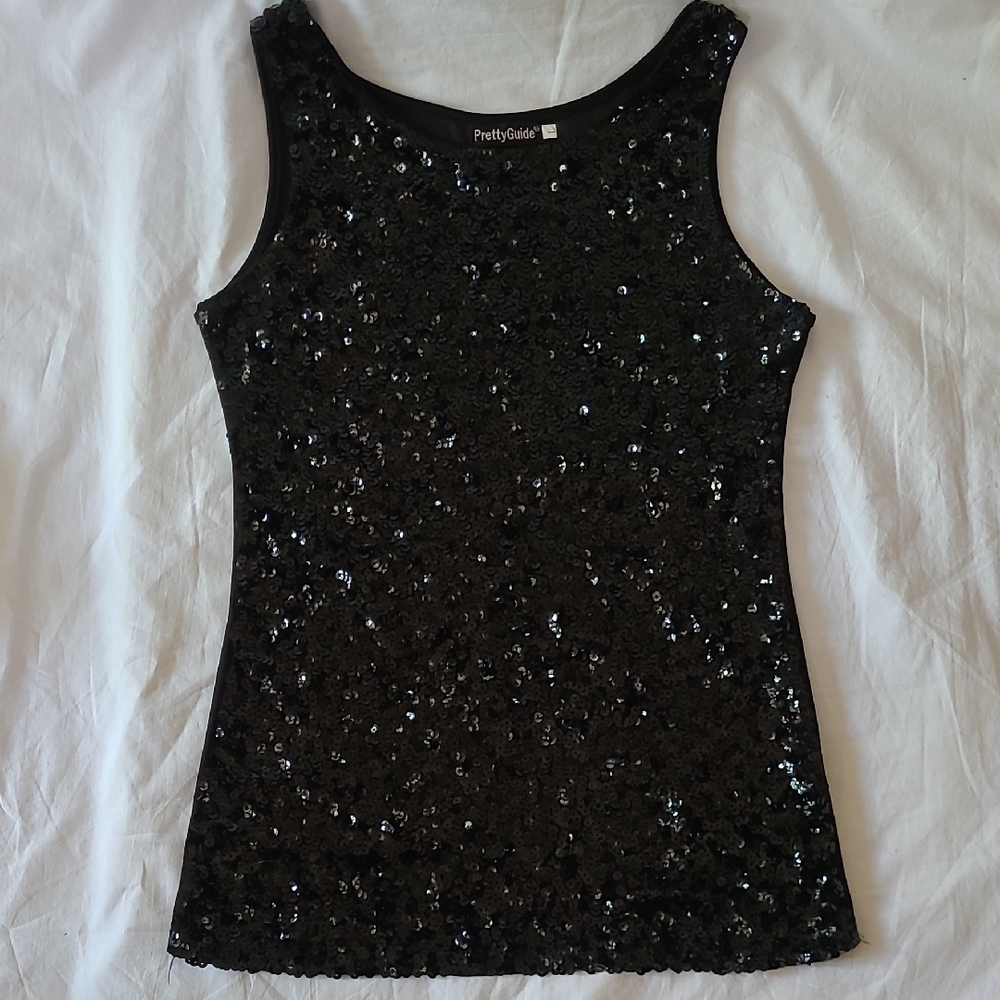 Black Sequin Tank Top